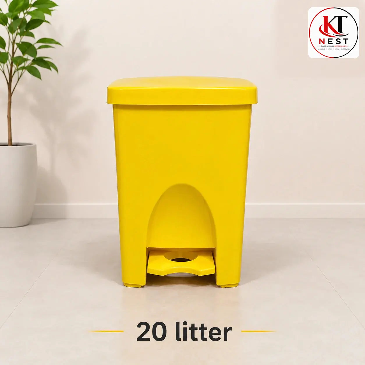 20 liter yellow plastic pedal dustbin – KT Nest