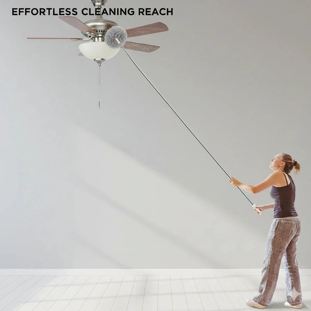 Flexible Extendable Microfiber Duster for Ceiling Fans & High Spaces – Bendable, Washable, Long Reach Cleaning Tool - KT Bazar BD Shop