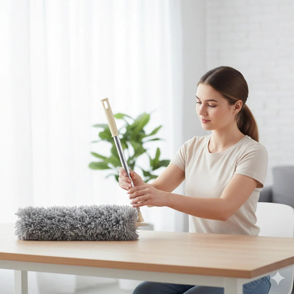 Flexible Extendable Microfiber Duster for Ceiling Fans & High Spaces – Bendable, Washable, Long Reach Cleaning Tool - KT Bazar BD Shop