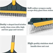 Floor Brush. 2 in 1 Floor Scrub Brush with Squeegee, Floor Brush Scrubber with Long Handle Plastic Wet and Dry Broom (Multicolor) - KT Bazar BD Shop