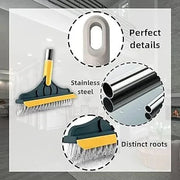Floor Brush. 2 in 1 Floor Scrub Brush with Squeegee, Floor Brush Scrubber with Long Handle Plastic Wet and Dry Broom (Multicolor) - KT Bazar BD Shop