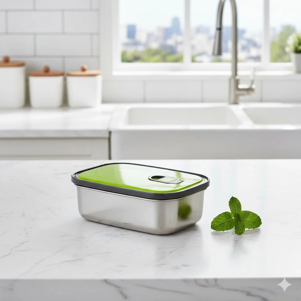 Homio Rectangular Stainless Steel Lunch Box - KT Bazar BD Shop