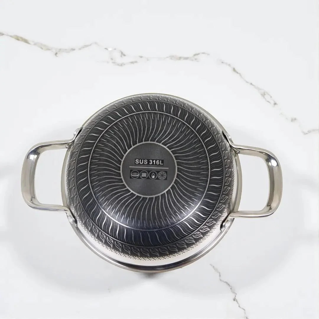 Honeycomb Design Stainless Steel Karai with Lid - KT Bazar BD Shop