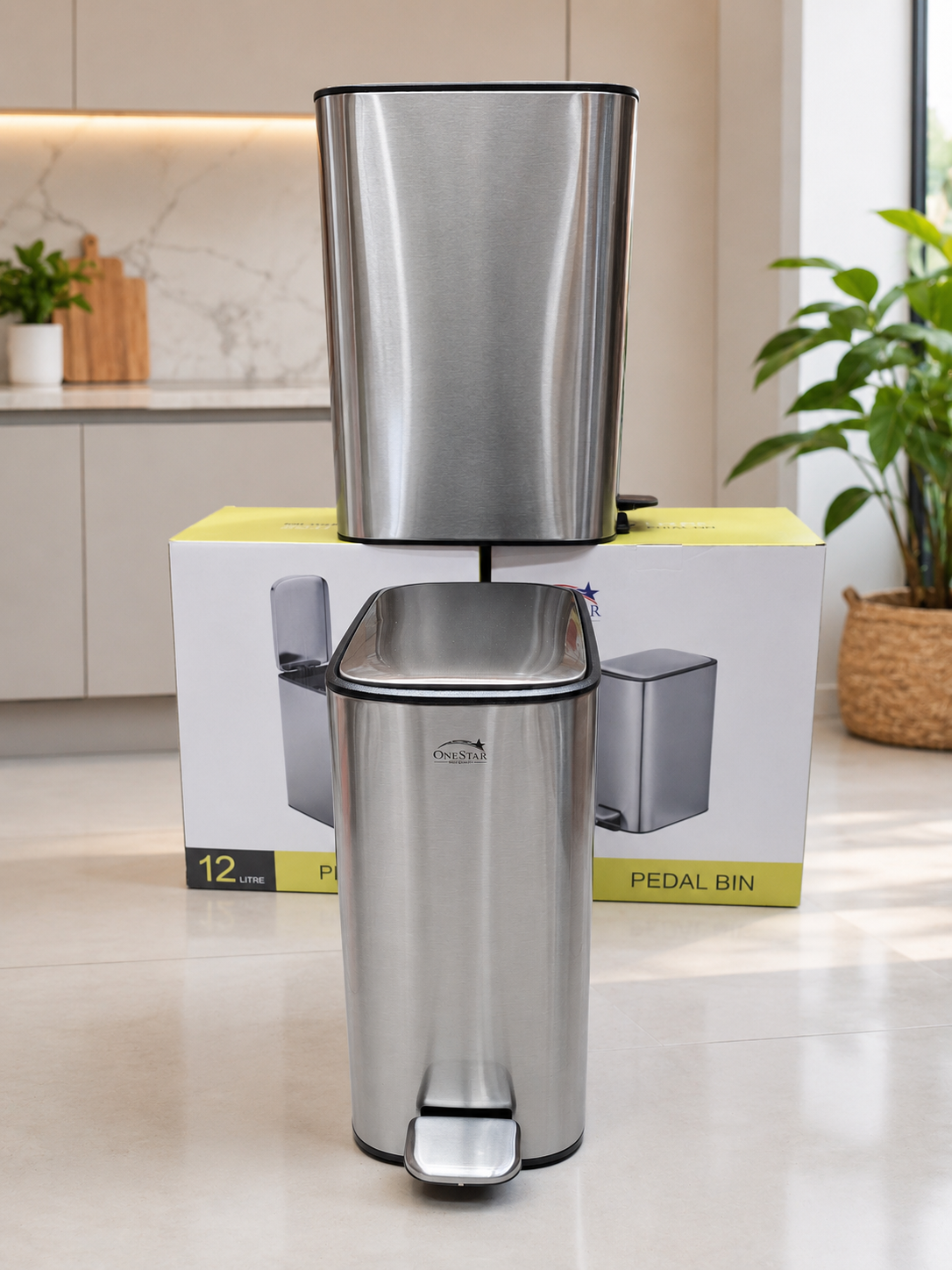 Oval/Rectangular Stainless Steel Pedal Bin – 12L