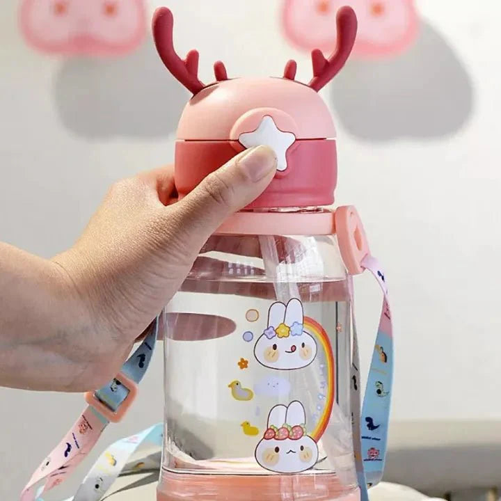 Kids BPA - Free Water Bottle 400ml – Flip Top & Straw Design - KT Bazar BD Shop