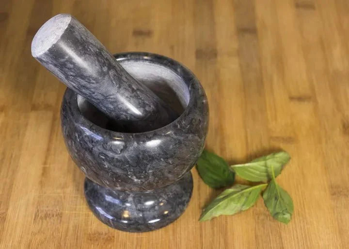 Marble Mortar & Pestle Set – Handheld Grinder for Spices, Herbs & Garlic (White, 1pc) - KT Bazar BD Shop