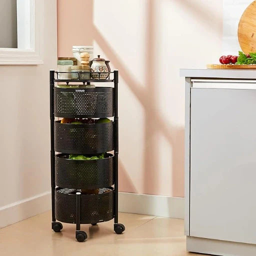 Rotating kitchen trolley storage rack – KT Bazar