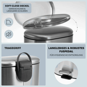 Round - Rect. Stainless Steel Pedal Bin 6/12 Litre - KT Bazar BD Shop