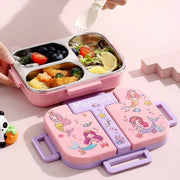 Kids three section lunch box with spoon – KT Nest