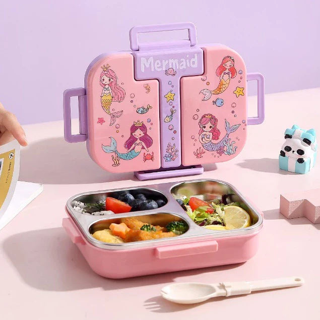 Kids 3-Section Lunch Box with Spoon