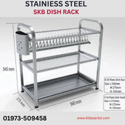 SKB Dish Drying Rack Stainless Steel Sus 304 Food Grade with knife set - KT Bazar BD Shop