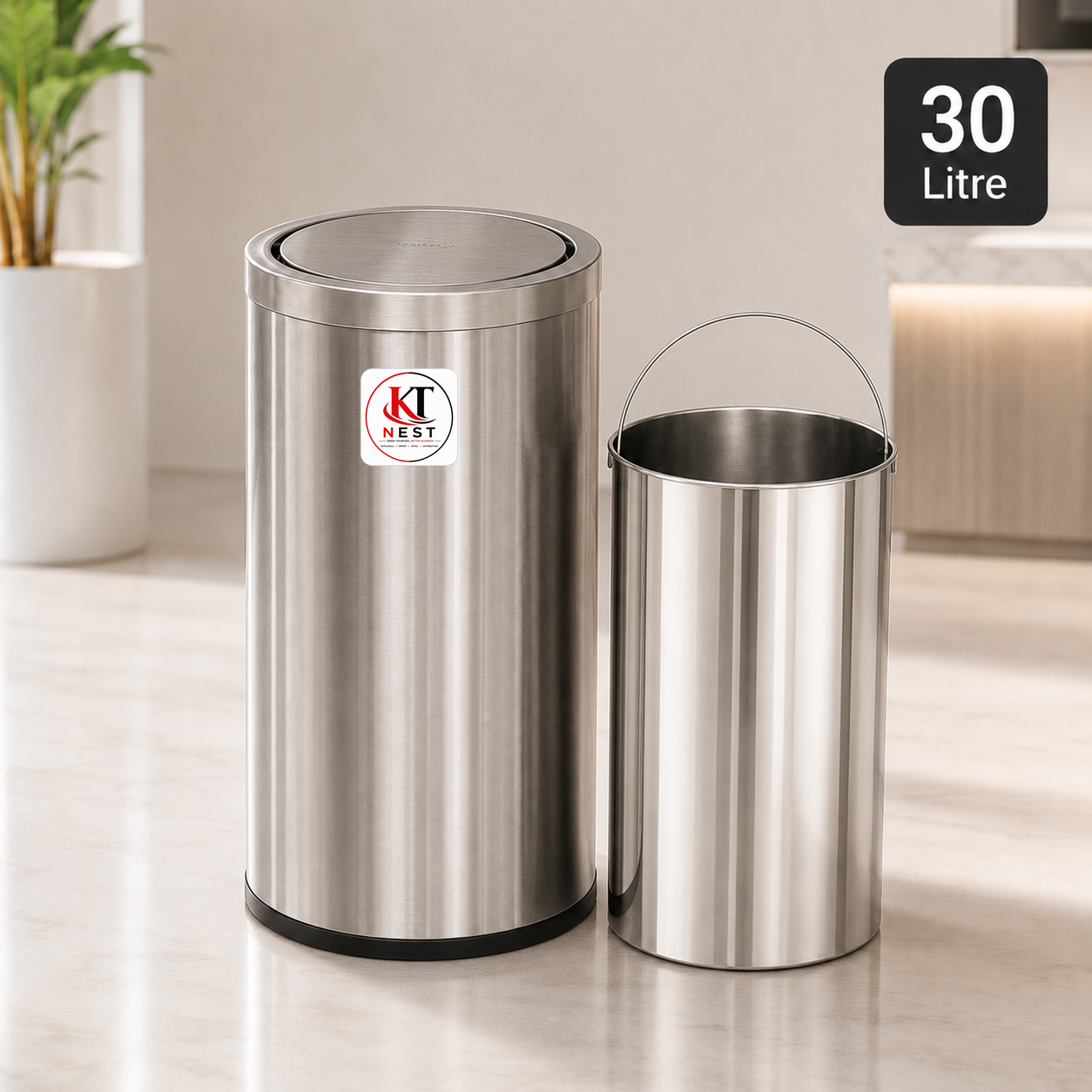 Premium stainless steel swing dustbin – KT Nest