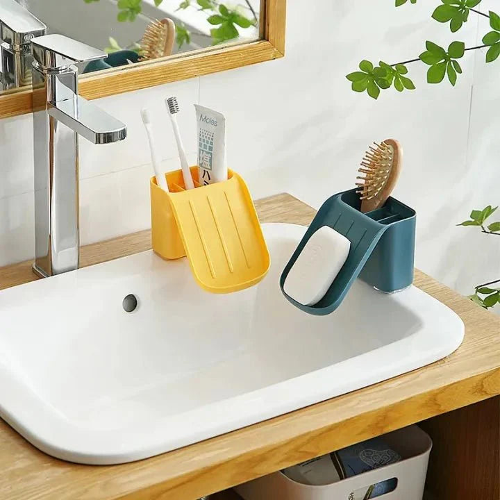 Toothbrush & Soap Storage Rack – Suction Cup Bathroom Organizer - KT Bazar BD Shop