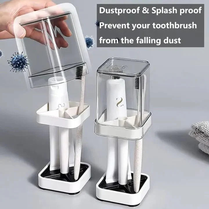 White Plastic Toothbrush & Toothpaste Stand – Single Holder - KT Bazar BD Shop