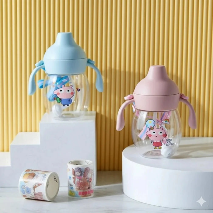 280ml kids cartoon antlers straw cup – KT Nest
